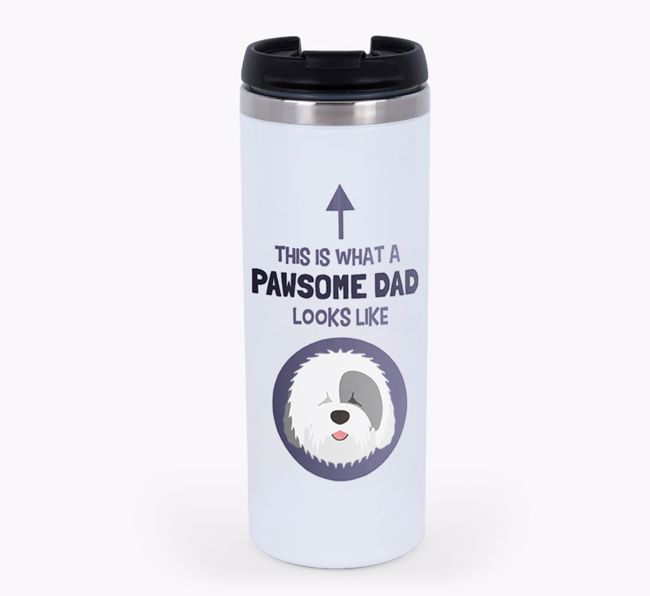 'This is what a pawsome Dad looks like!' Travel Mug with {breedFullName} Icon