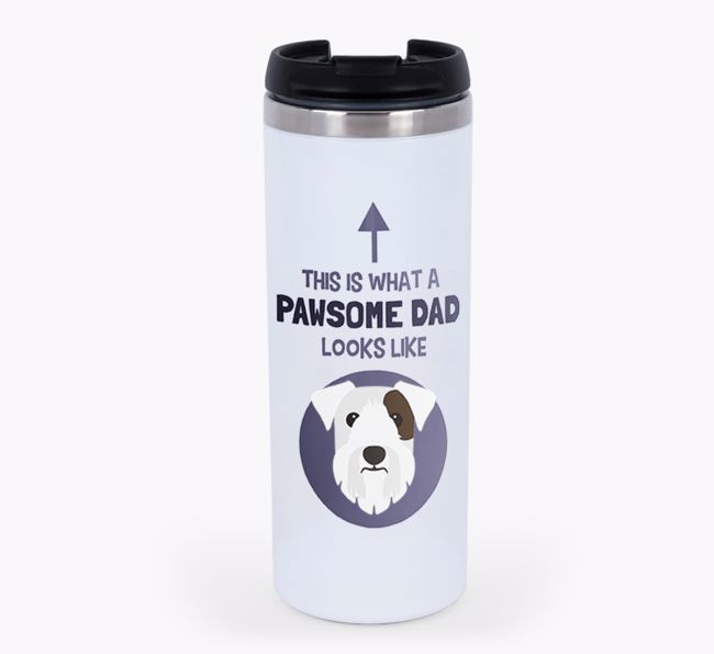 'This is what a pawsome Dad looks like!' Travel Mug with {breedFullName} Icon