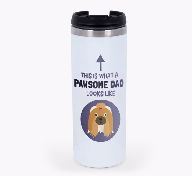 'This is what a pawsome Dad looks like!' Travel Mug with {breedFullName} Icon