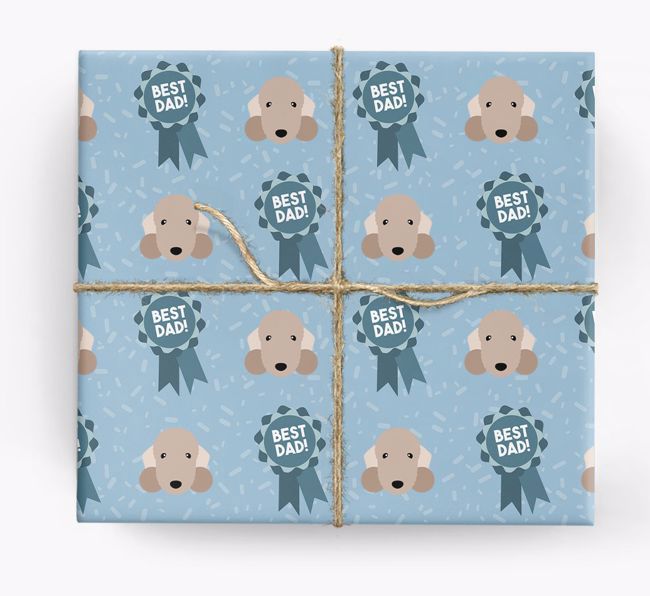 'Best Dad' Ribbon Wrapping Paper with {breedFullName} Icons