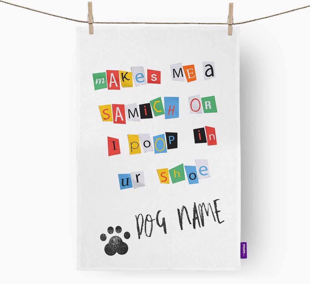 'Personalized {breedFullName} Ransom Note {colour} Dish Towel