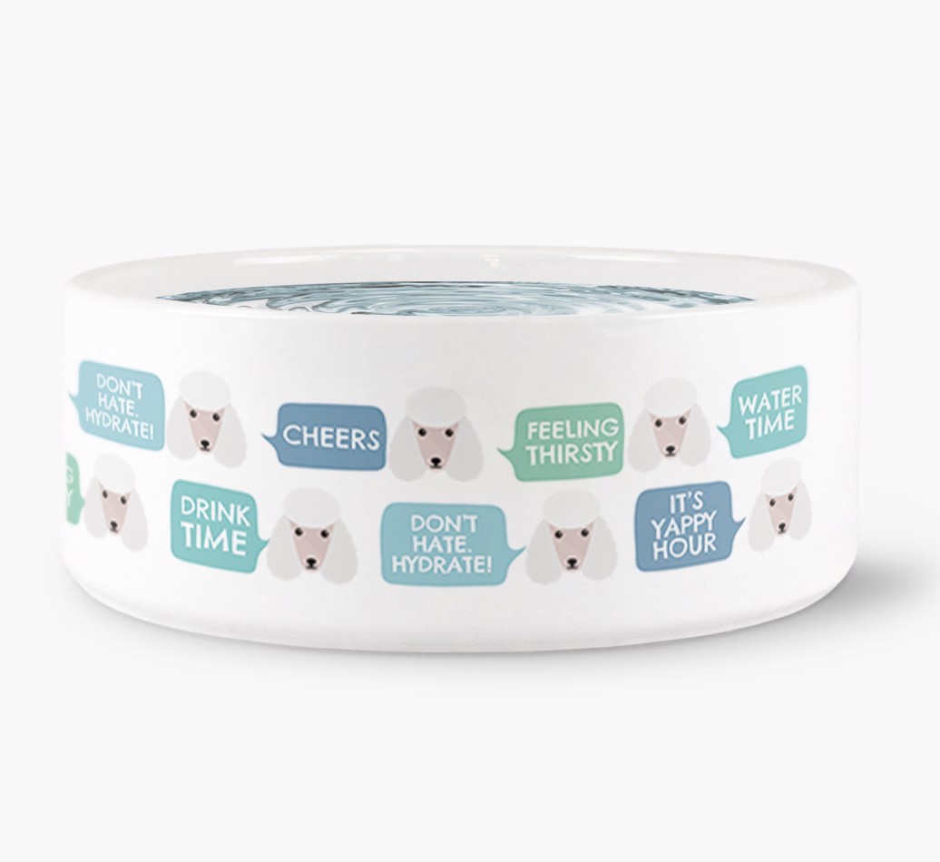 'Speech Bubble Dog Water Bowl for your {breedFullName} front view