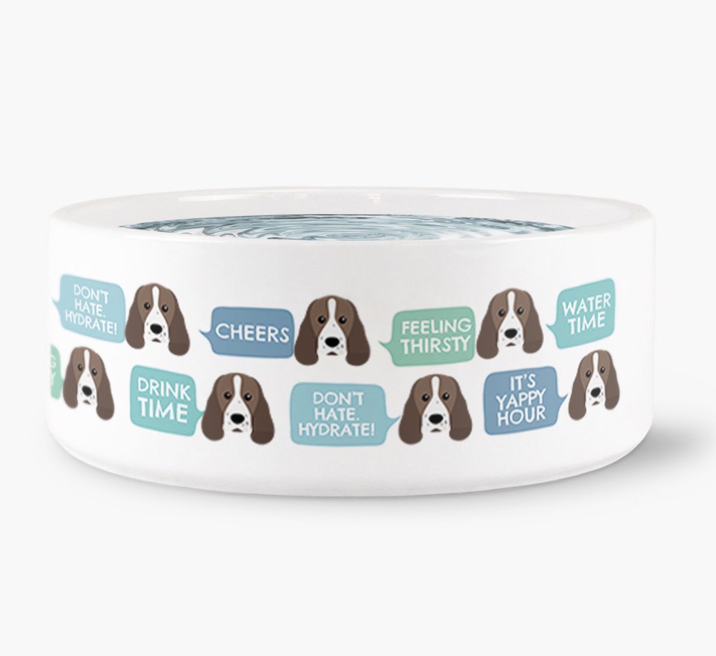 'Speech Bubble Dog Water Bowl for your {breedFullName} front view