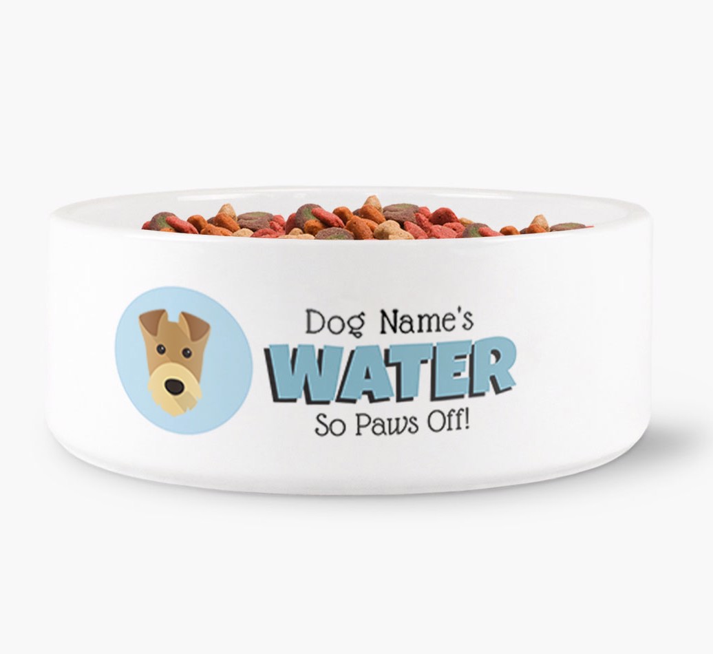 'Paws Off My Water' - Personalised Water Bowl for your {breedFullName} - front view