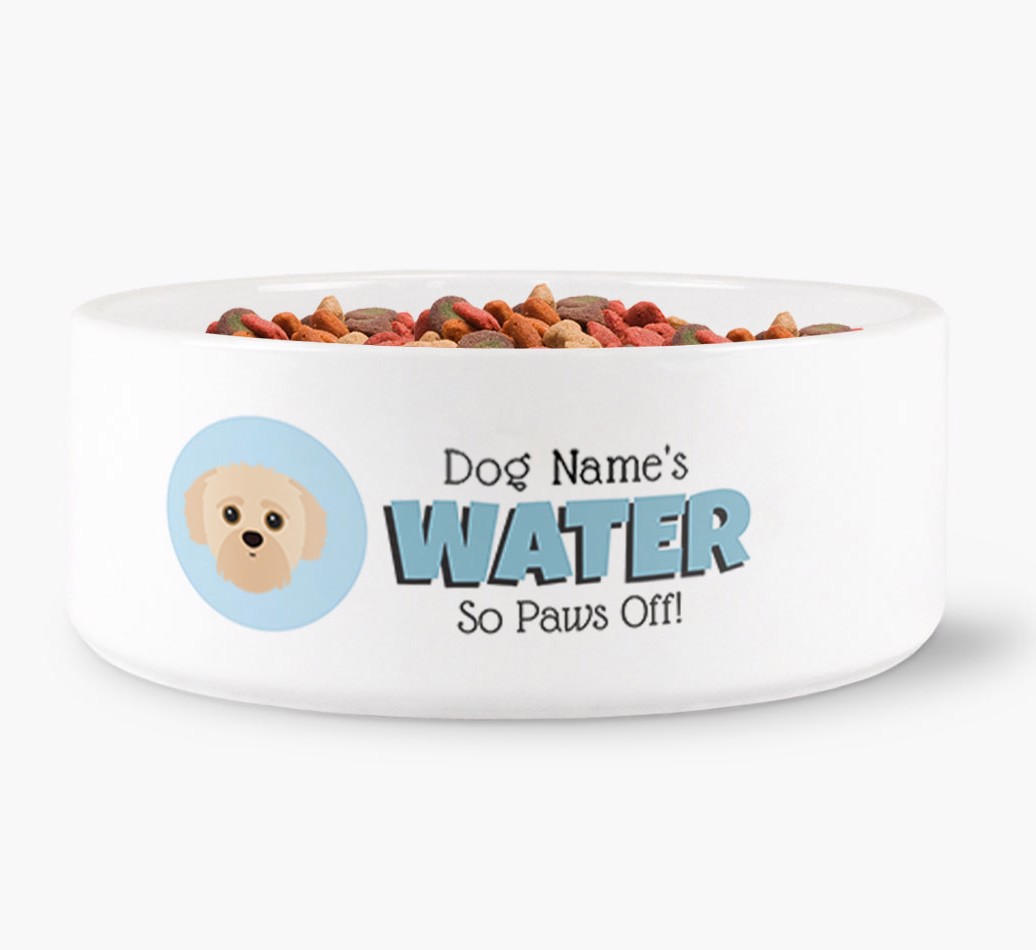 'Paws Off My Water' - Personalised Water Bowl for your {breedFullName} - front view