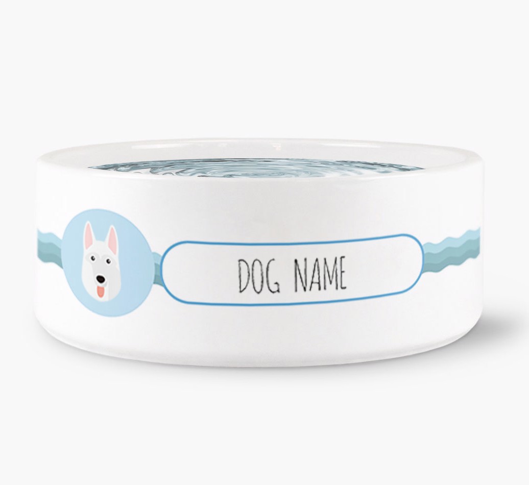 'Personalised Wave Water Bowl for {dogsName} front view