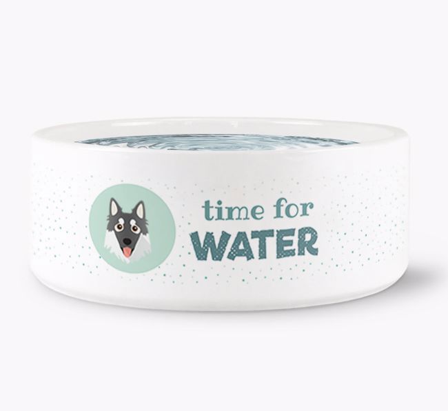 'Time for Water' Dog Bowl with {breedFullName} Icon