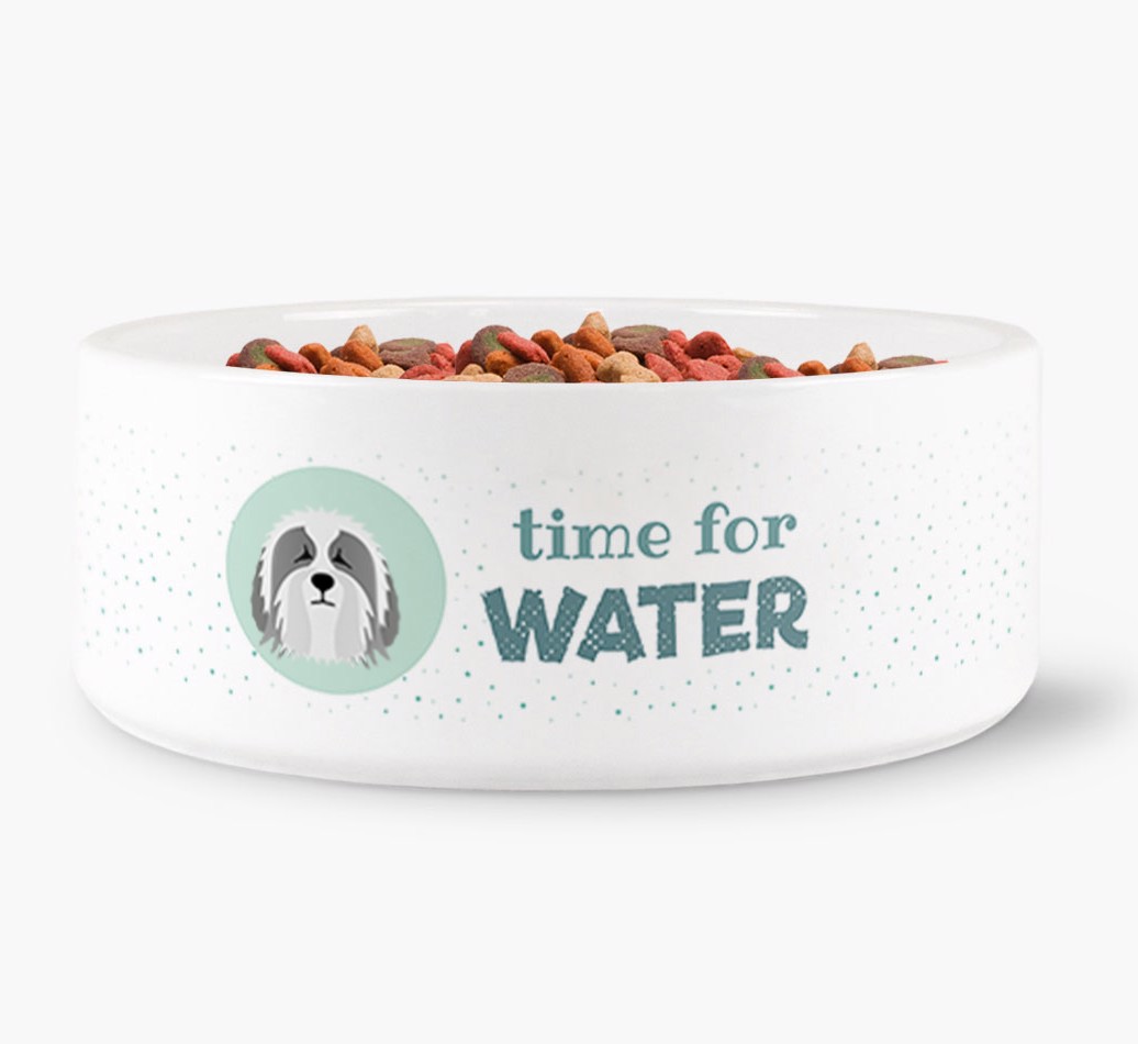 'Time for Water' Dog Bowl with {breedFullName} Icon front view