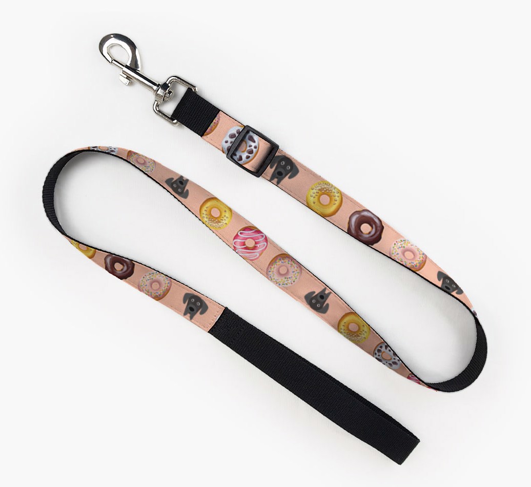 Fabric Leash with Donuts and {breedFullName} Icon Full