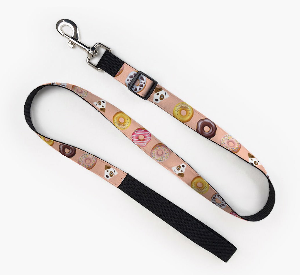 Fabric Leash with Donuts and {breedFullName} Icon Full