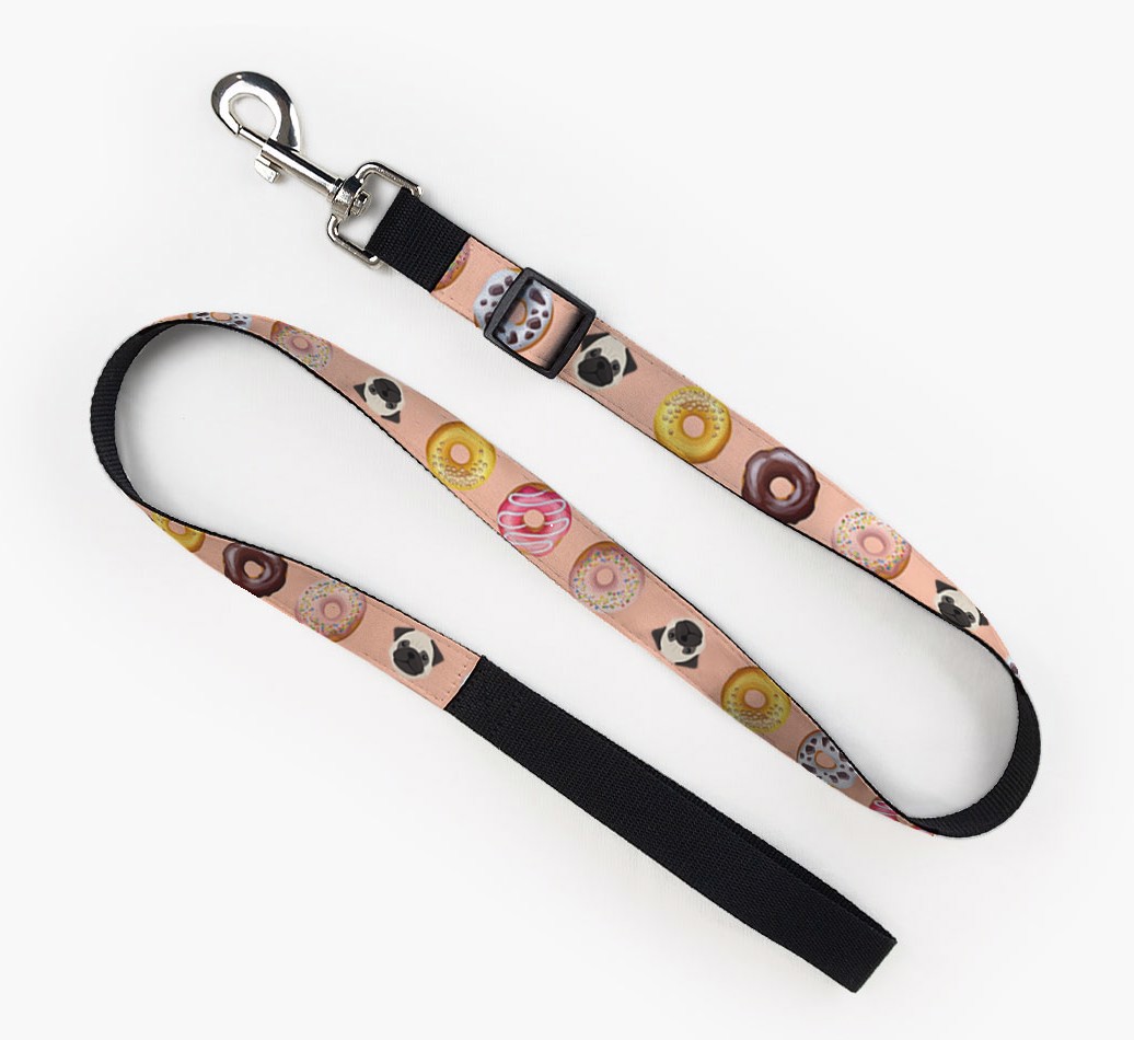 Fabric Leash with Donuts and {breedFullName} Icon Full