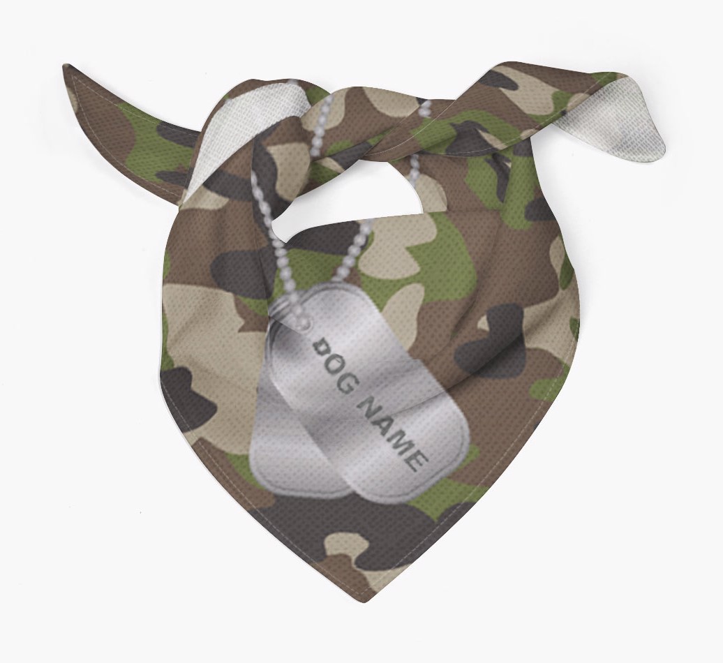 Personalized Camo Pattern Bandana for your {breedFullName} Tied