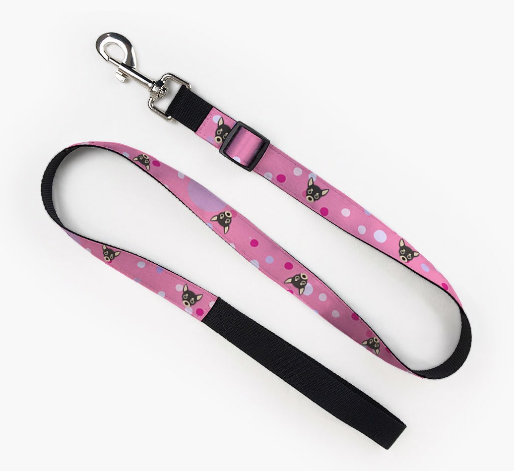 Fabric Leash with Bone and Paw Pattern and {breedFullName} Icon Full