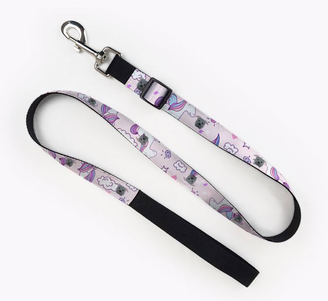 Fabric Leash with Unicorn Pattern and {breedFullName} Icon