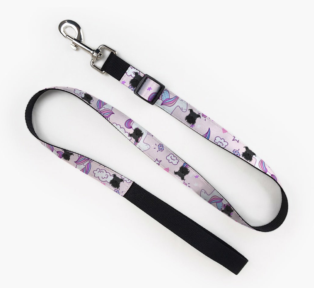 'Fabric Lead with Unicorn Pattern and {breedFullName} Icon Full