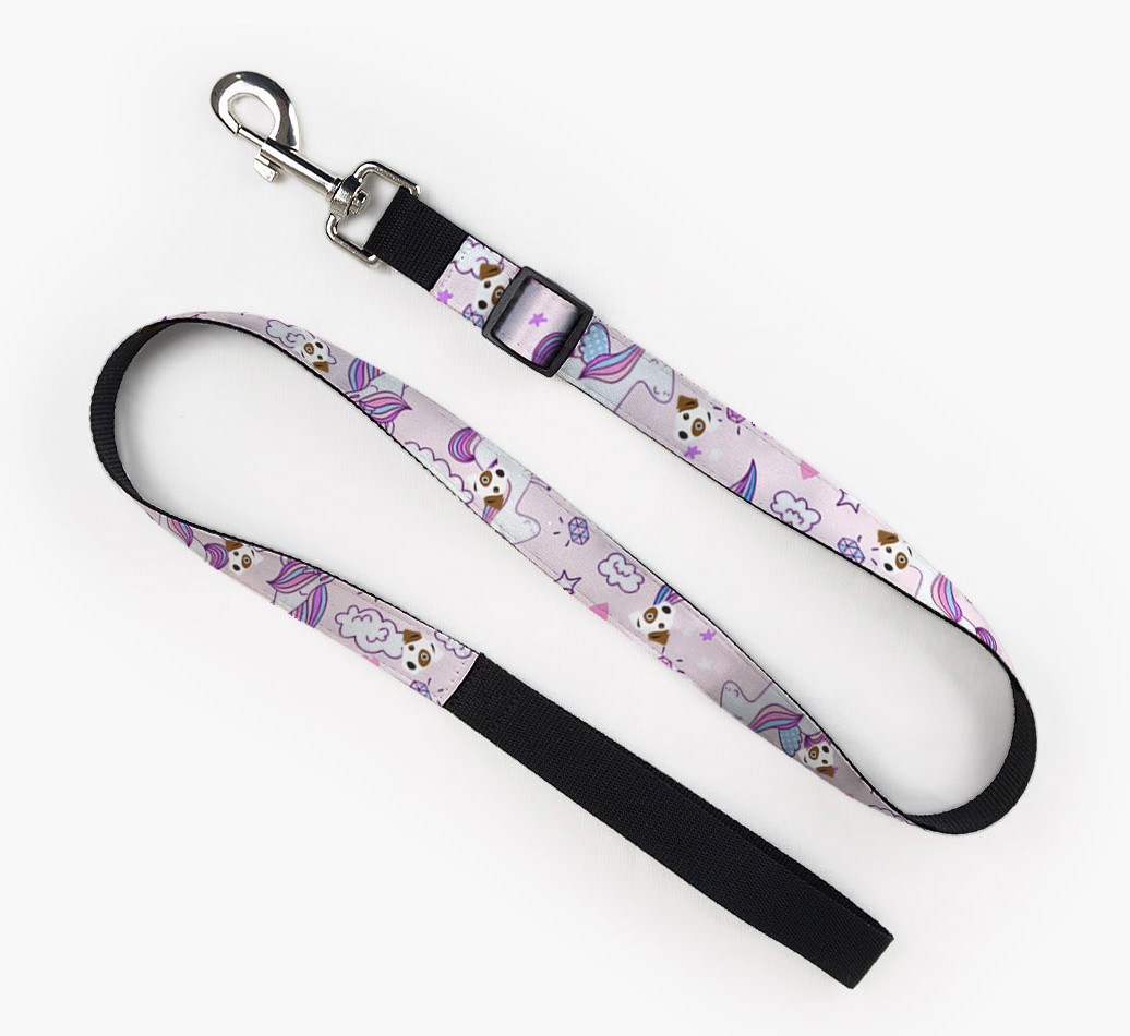 'Fabric Lead with Unicorn Pattern and {breedFullName} Icon Full