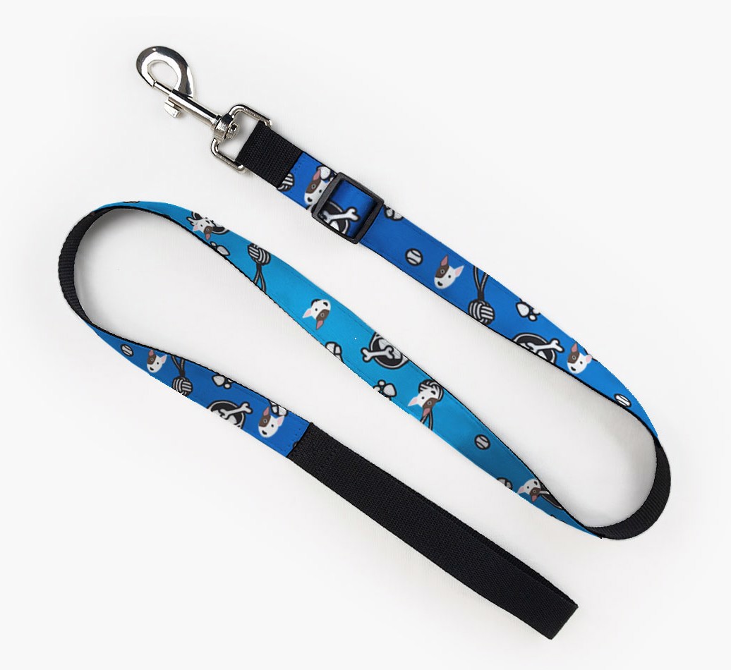 'Fabric Leash with Dog Items Pattern and {breedFullName} Icon Full