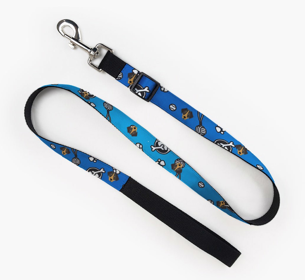 'Fabric Leash with Dog Items Pattern and {breedFullName} Icon Full