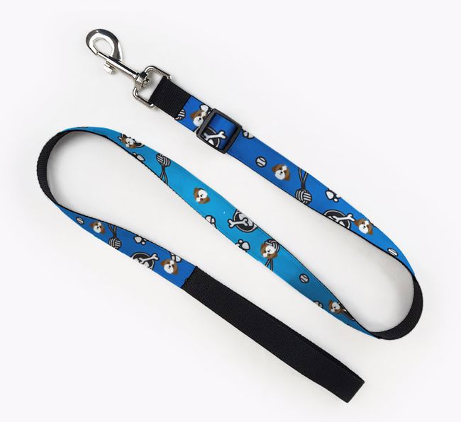 Fabric Lead with Dog Pattern and {breedFullName} Icon