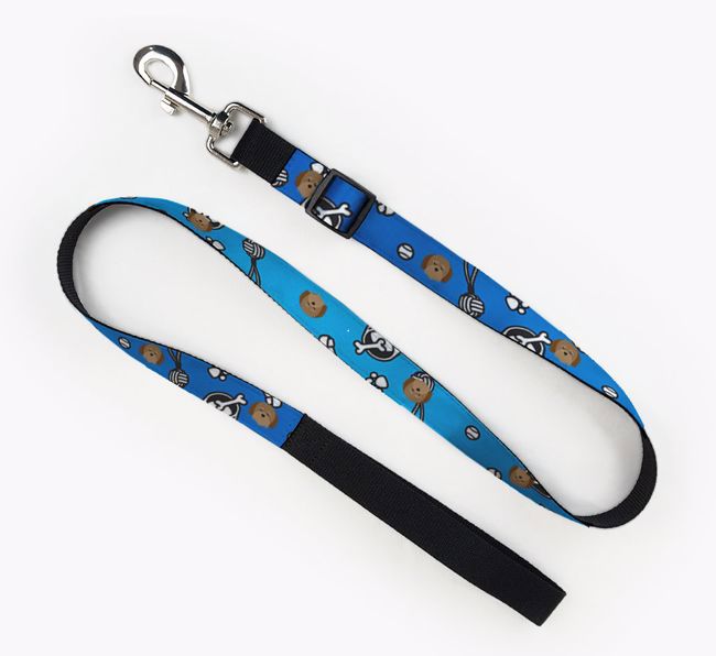 Fabric Lead with Dog Pattern and {breedFullName} Icon