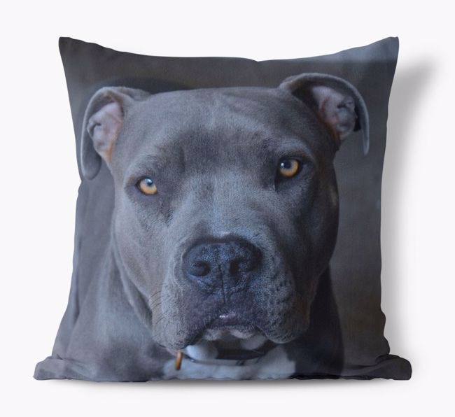 Photo upload canvas cushion featuring your dog