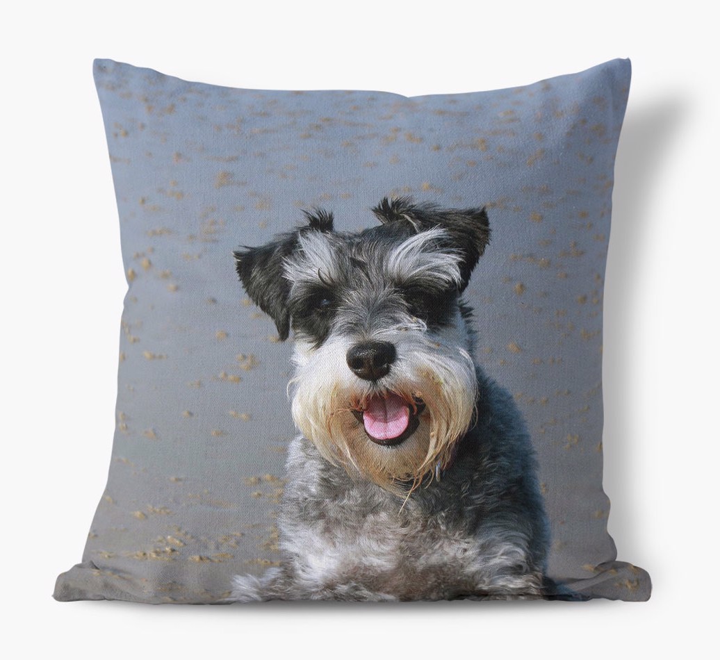 Photo Upload Canvas Cushion front view featuring your dog