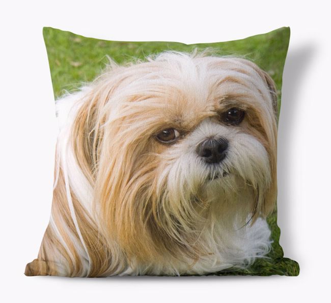 Photo upload canvas cushion featuring your dog