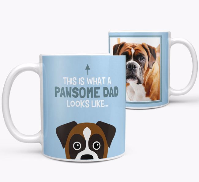 Personalised 'This is what a pawsome dad looks like...' Mug