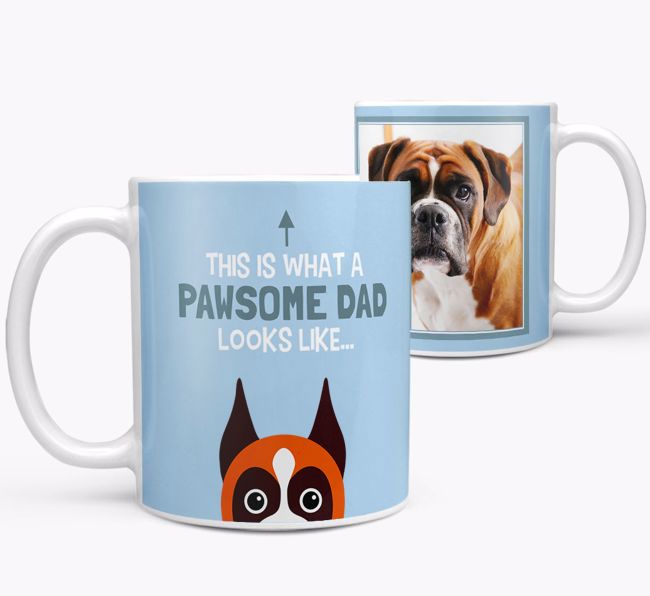 Personalised 'This is what a pawsome dad looks like...' Mug