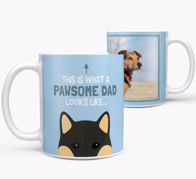 Personalised 'This is what a pawsome dad looks like...' Mug