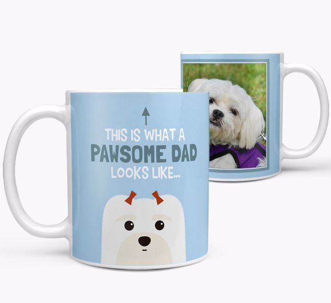 Personalised 'This is what a pawsome dad looks like...' Mug