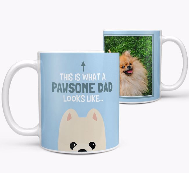 Personalised 'This is what a pawsome dad looks like...' Mug