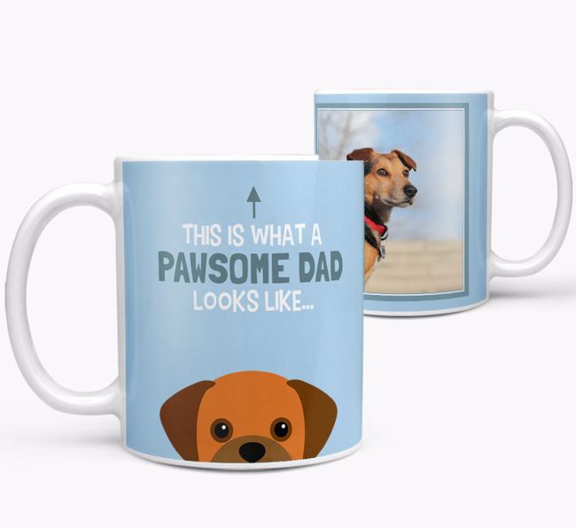 Personalised 'This is what a pawsome dad looks like...' Mug