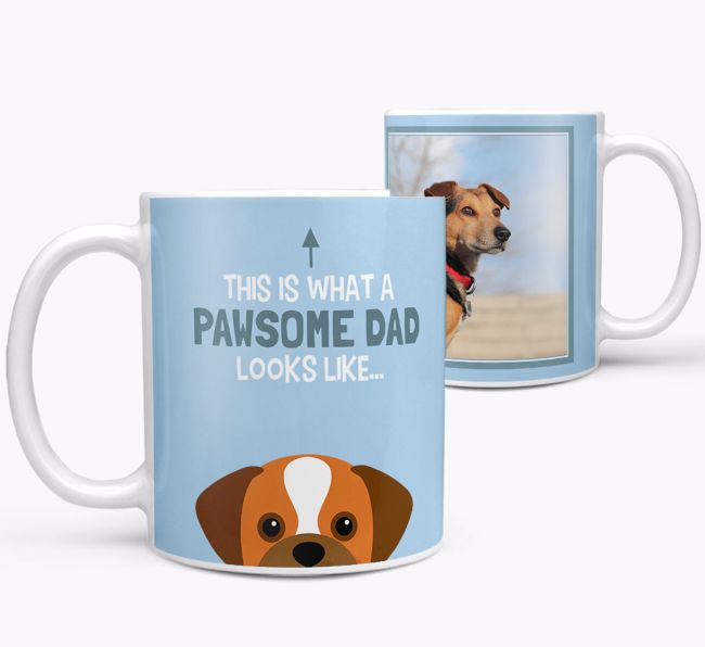 Personalised 'This is what a pawsome dad looks like...' Mug