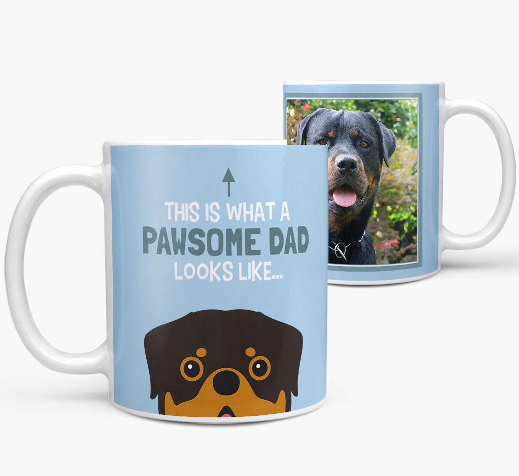 Personalized 'This Is What A Pawsome Dad Looks Like...' Mug both views