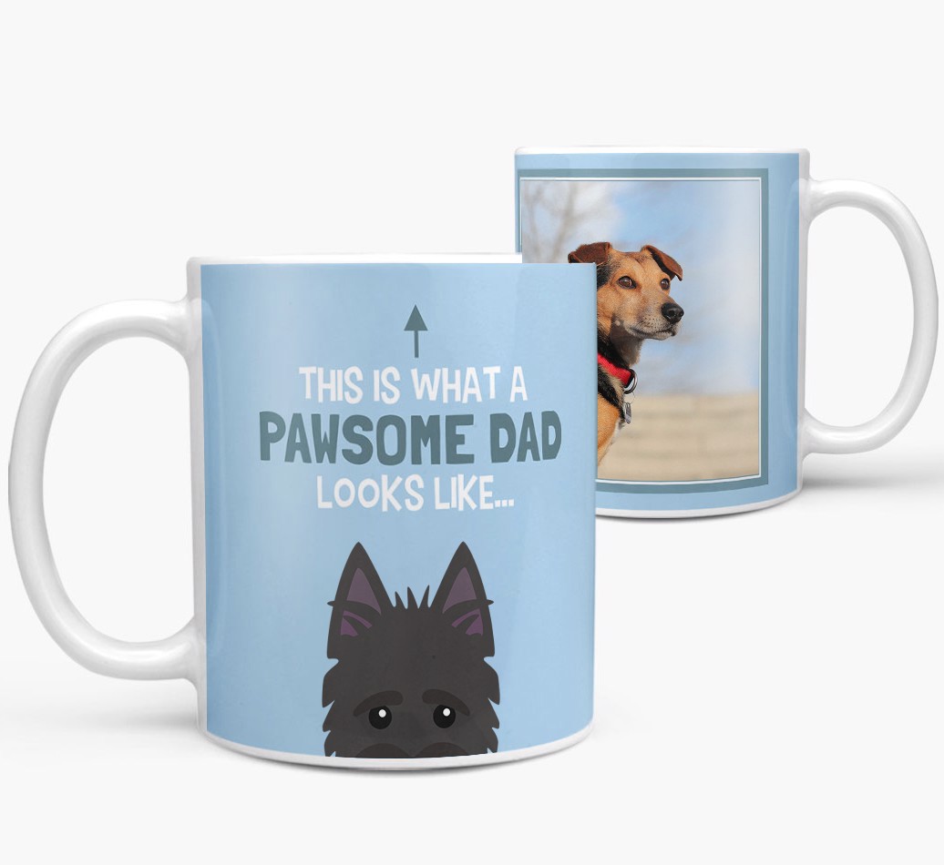 Personalised 'This Is What A Pawsome Dad Looks Like...' Mug both views