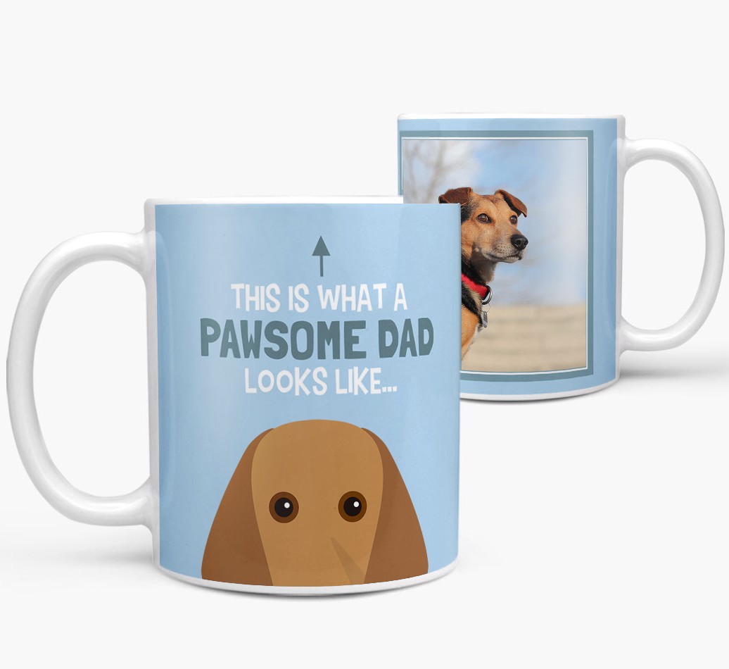 Personalised 'This Is What A Pawsome Dad Looks Like...' Mug both views