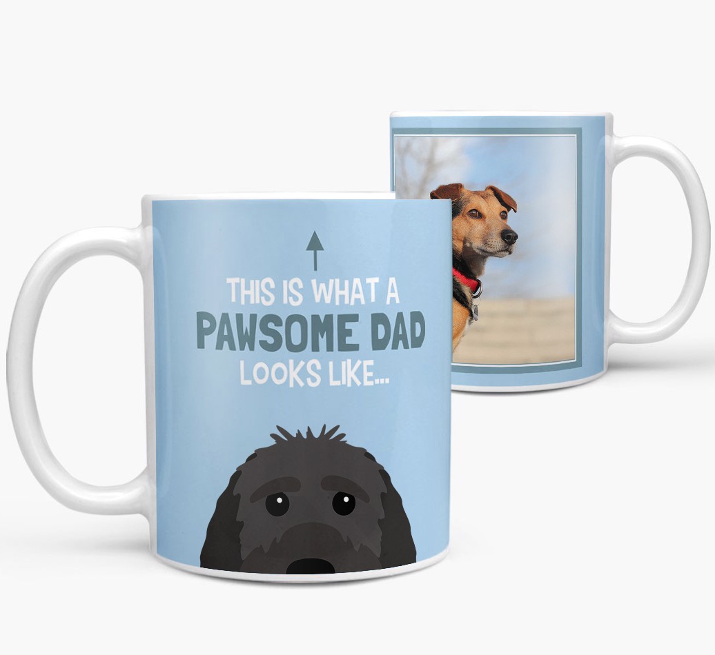 Personalised 'This Is What A Pawsome Dad Looks Like...' Mug both views
