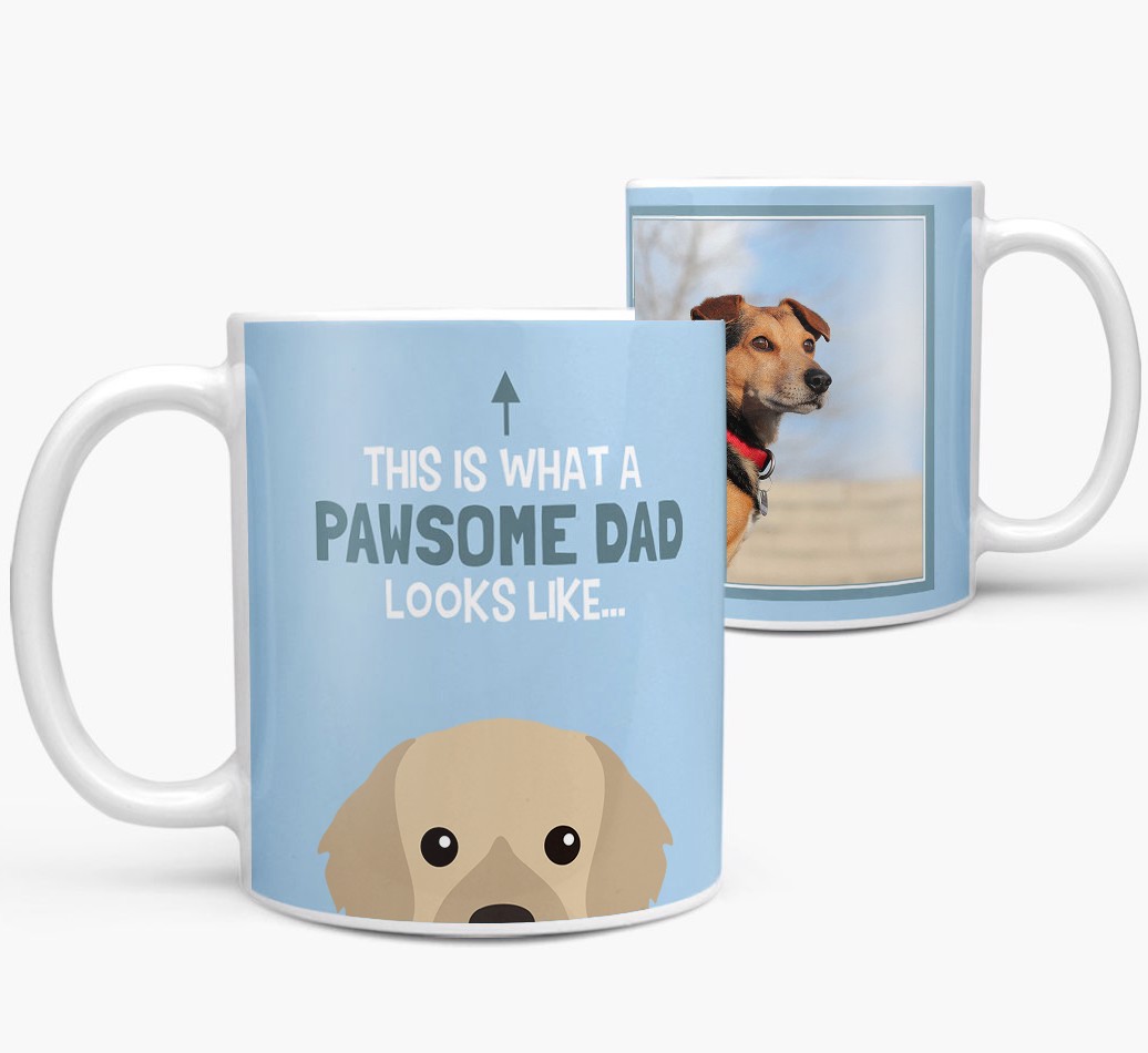 Personalised 'This Is What A Pawsome Dad Looks Like...' Mug both views