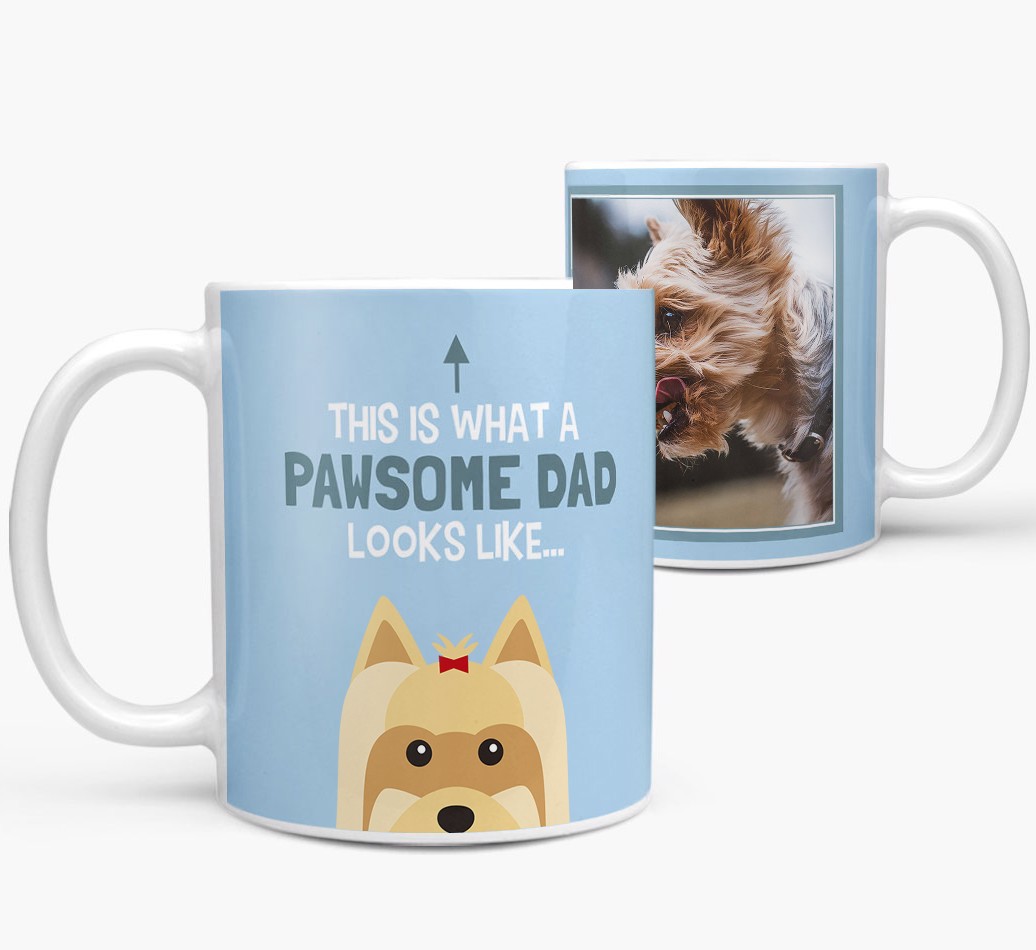 Personalised 'This Is What A Pawsome Dad Looks Like...' Mug both views