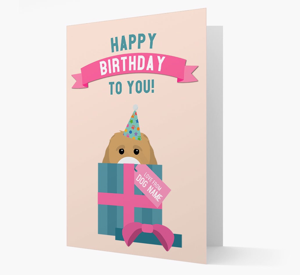 Personalized 'Happy Birthday to you! Love {dogsName}' Card front