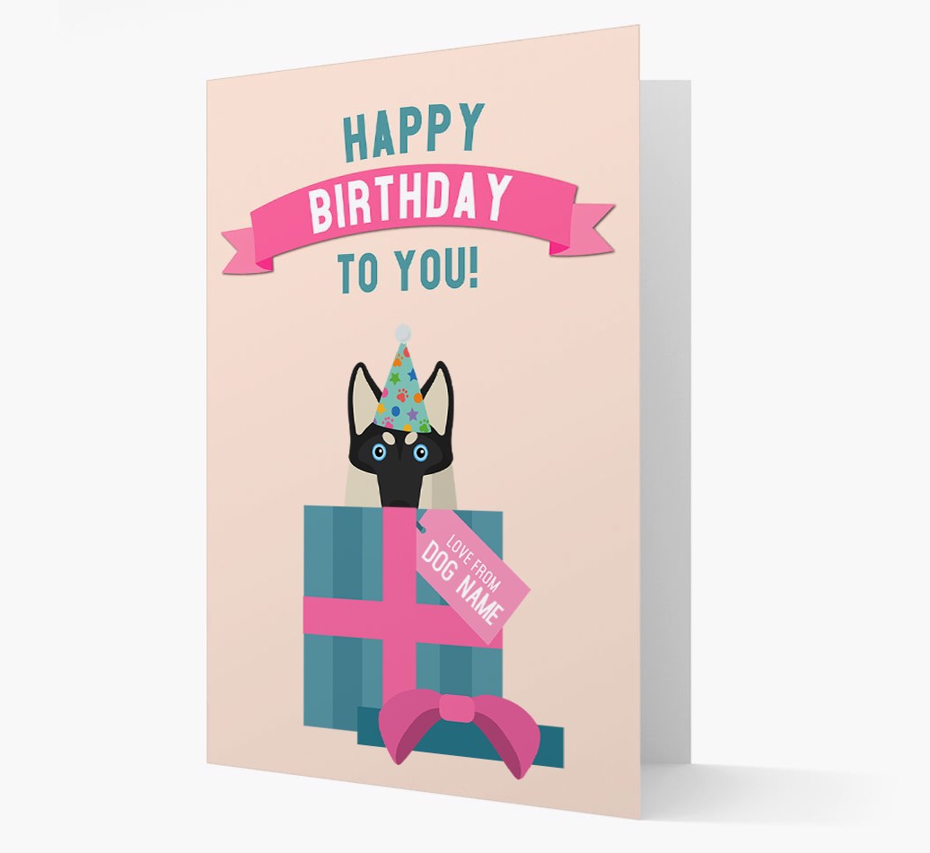 Personalised 'Happy Birthday to you! Love {dogsName}' Card front