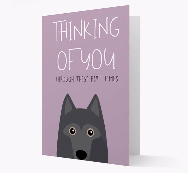 'Thinking of You Through These Ruff Times' Card with {breedFullName} Icon