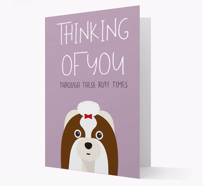 'Thinking of You Through These Ruff Times' Card with {breedFullName} Icon