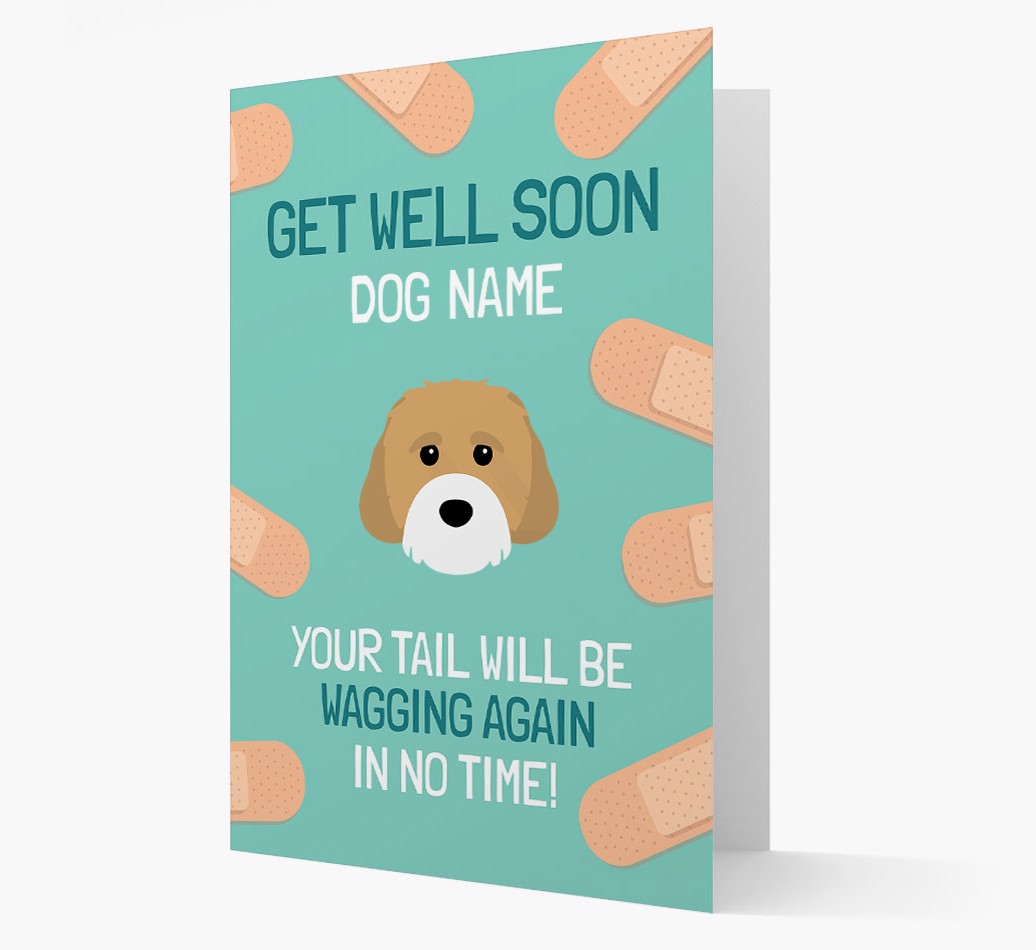 Personalised Get well soon {dogsName} Card with {breedFullName} Icon - front