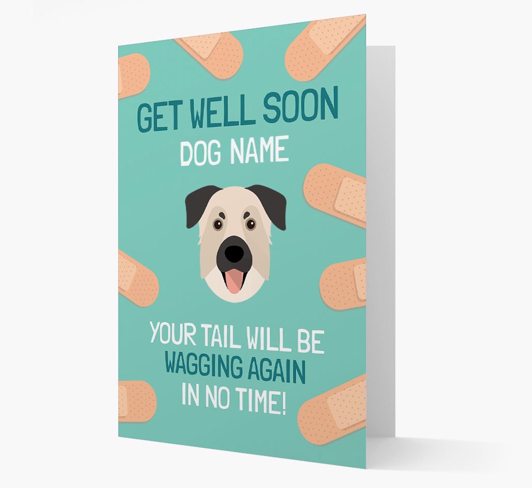 Personalized Get well soon {dogsName} Card with {breedFullName} Icon- front