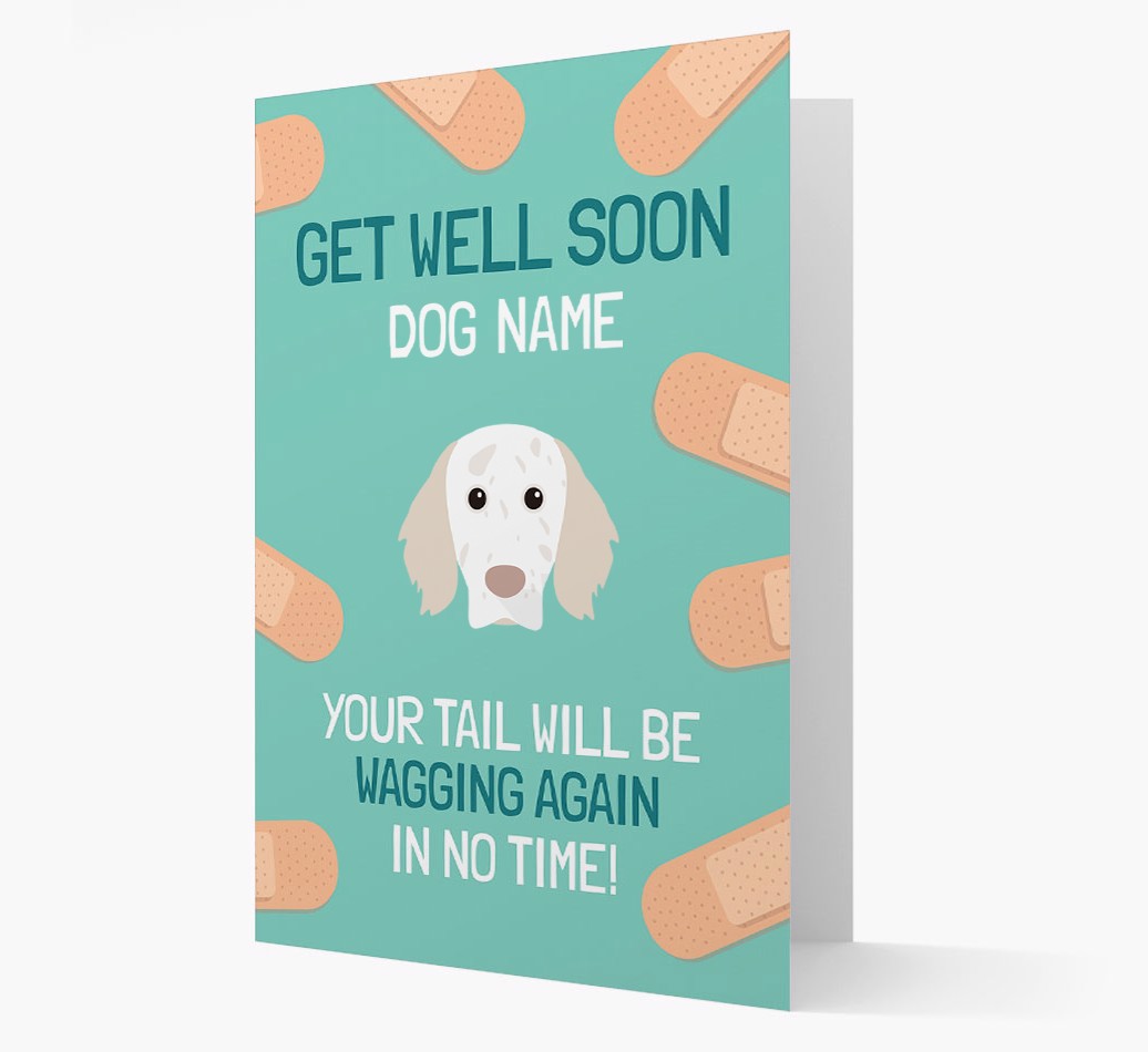 Personalized Get well soon {dogsName} Card with {breedFullName} Icon- front