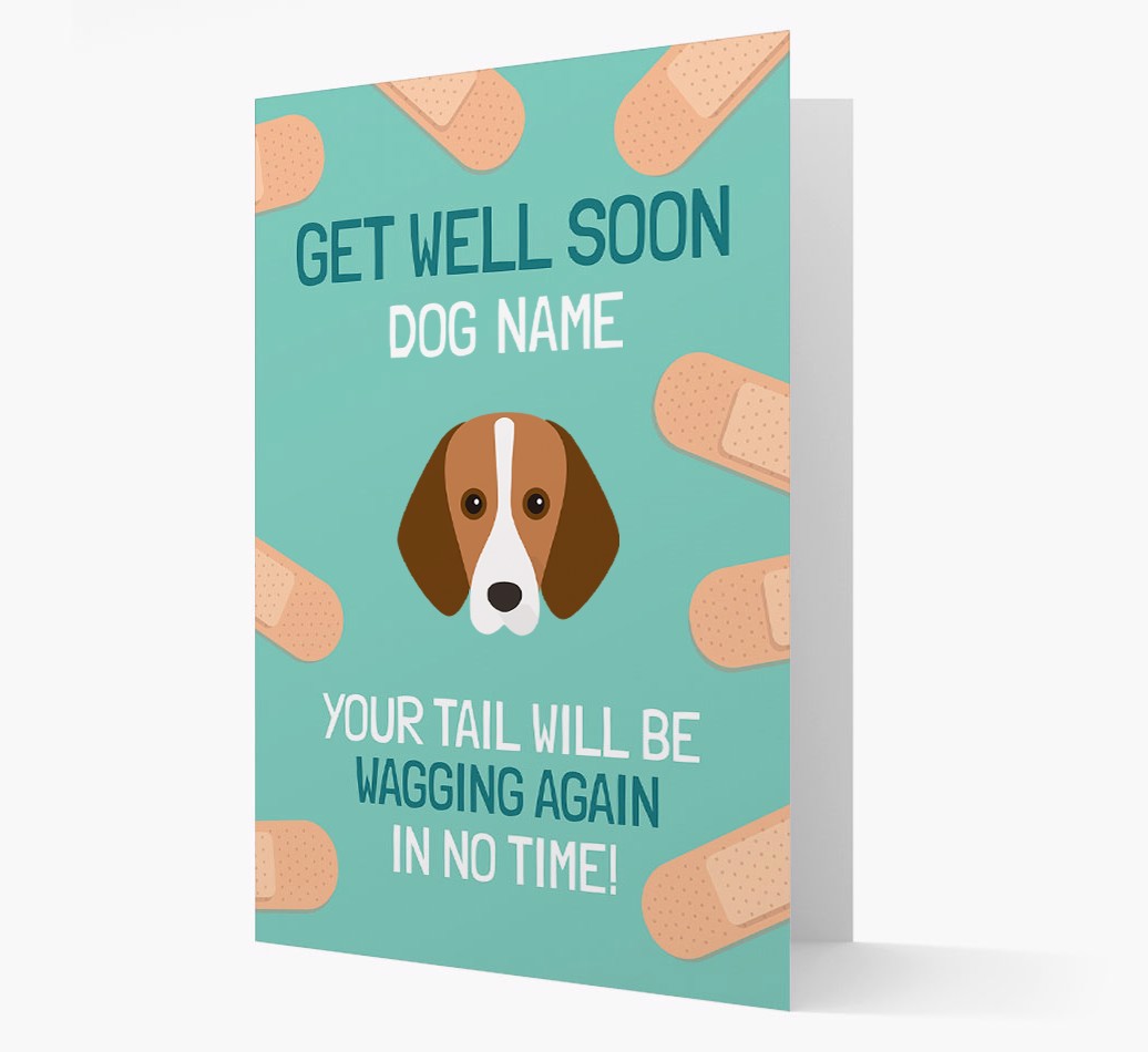 Personalised Get well soon {dogsName} Card with {breedFullName} Icon - front