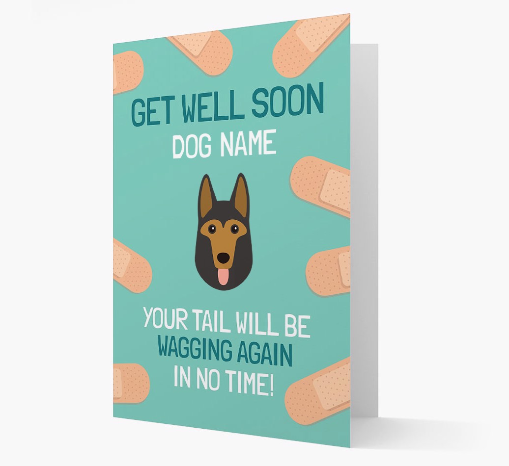 Personalised Get well soon {dogsName} Card with {breedFullName} Icon - front