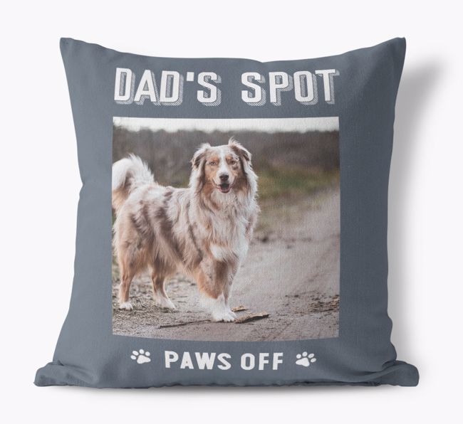 Dad's Spot, Paws Off: Personalised {breedFullName} Photo Upload Canvas Pillow